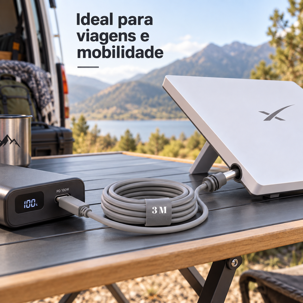 Cabo Para Starlink Mini Usb-c Type C Com 3 Metros Powerbank