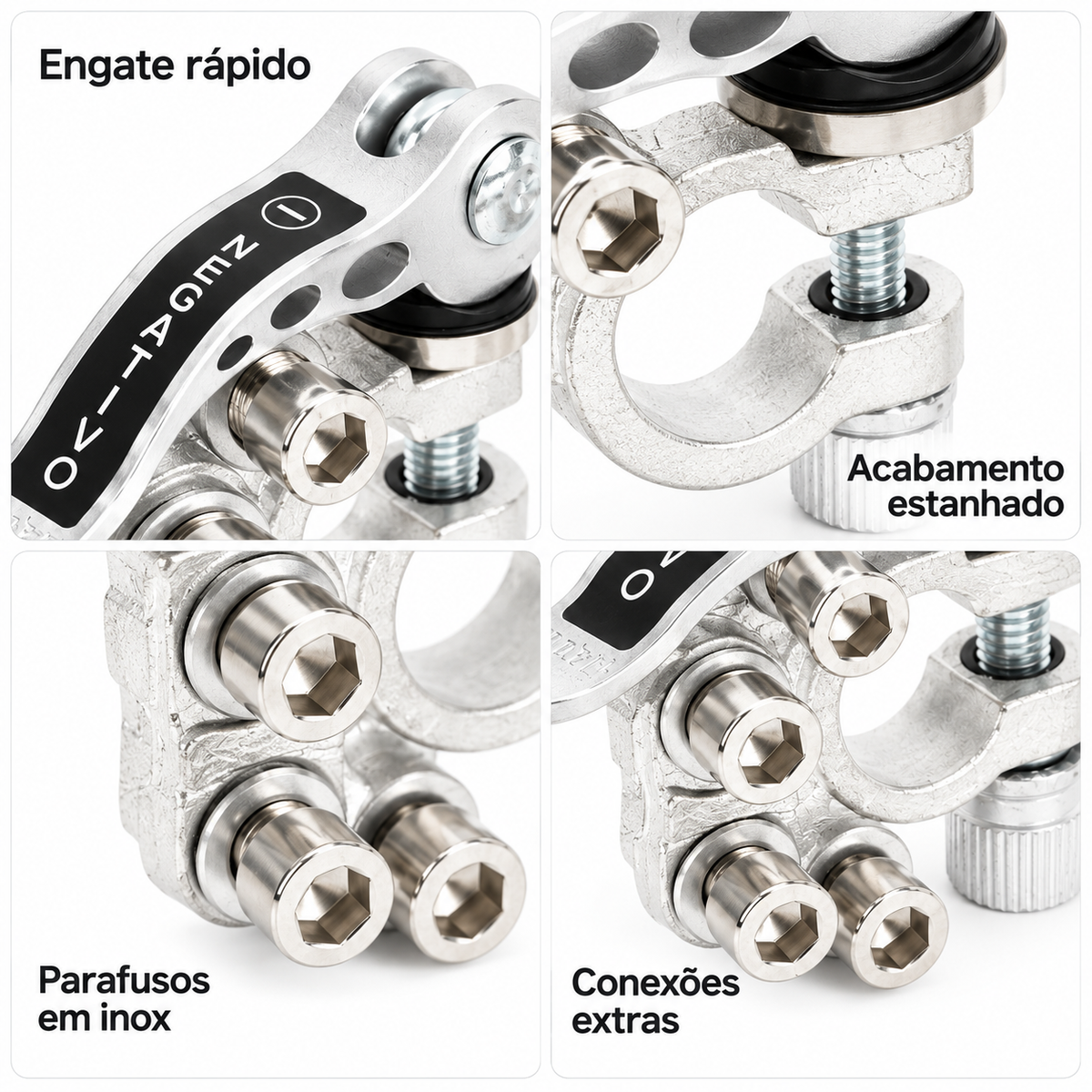 Kit 2 Conector Terminal Bateria Reforçado C/ Engate Rápido
