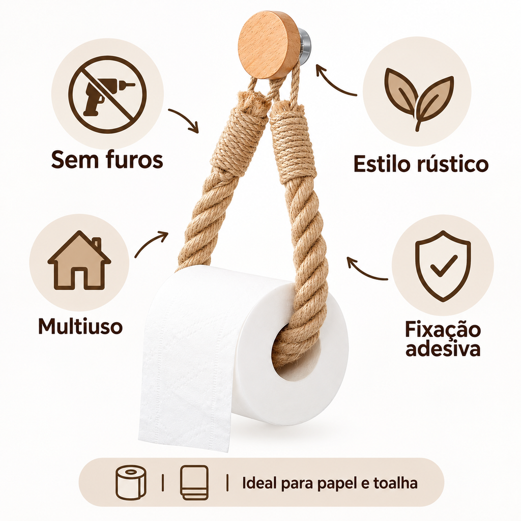 Porta Papel Higiênico Artesanal Corda Canhâmo Para Banheiro