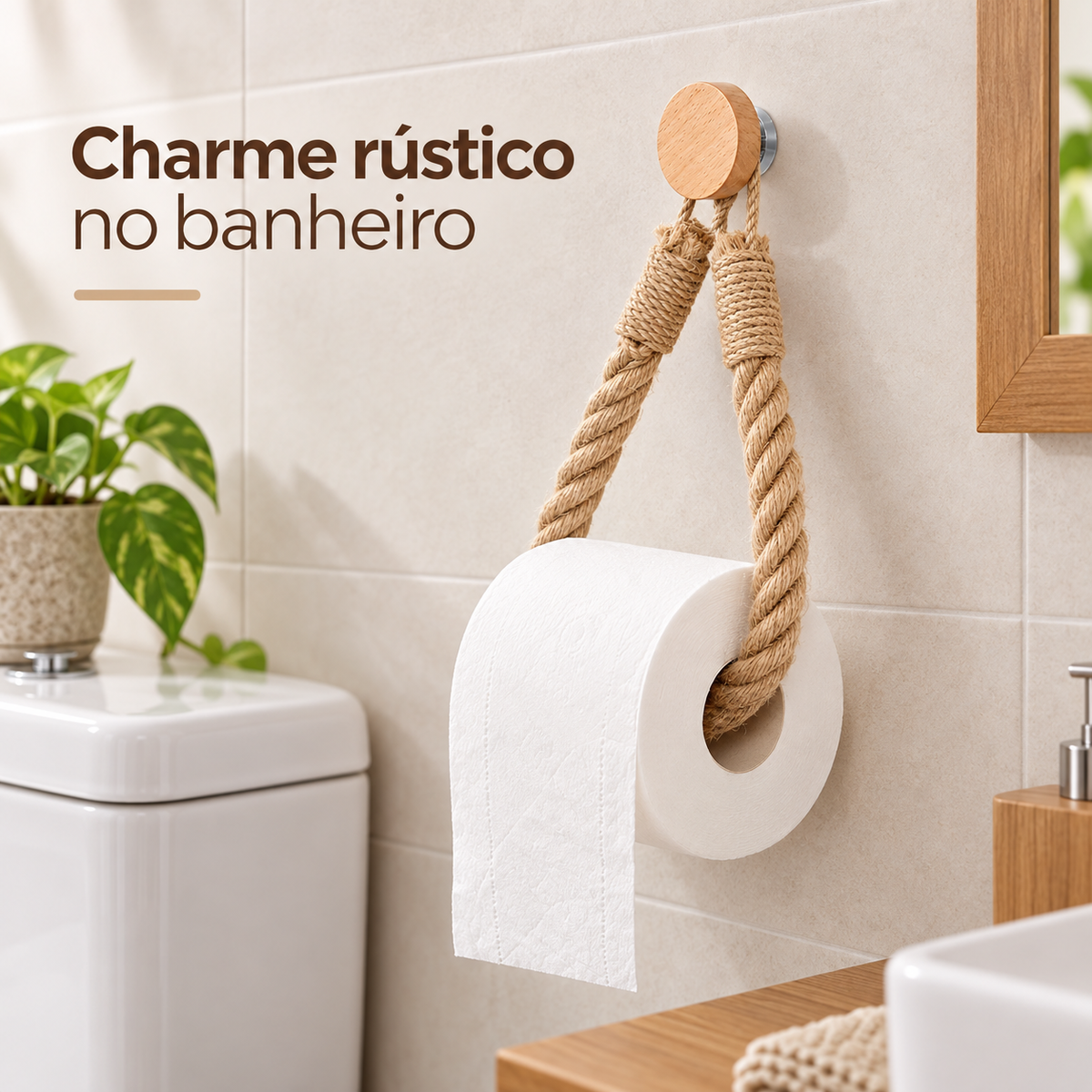Porta Papel Higiênico Artesanal Corda Canhâmo Para Banheiro