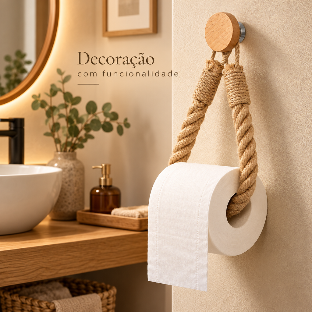Porta Papel Higiênico Artesanal Corda Canhâmo Para Banheiro