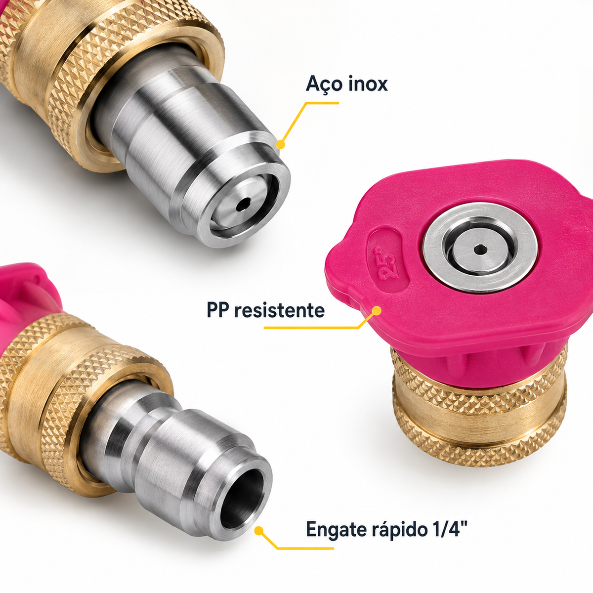 Kit 7 Bicos Engate Rápido Lavadora Alta Pressão Para Máquina