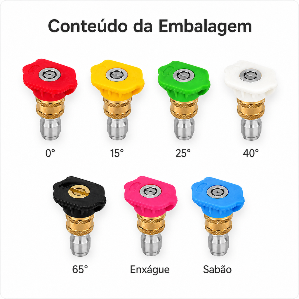 Kit 7 Bicos Engate Rápido Lavadora Alta Pressão Para Máquina