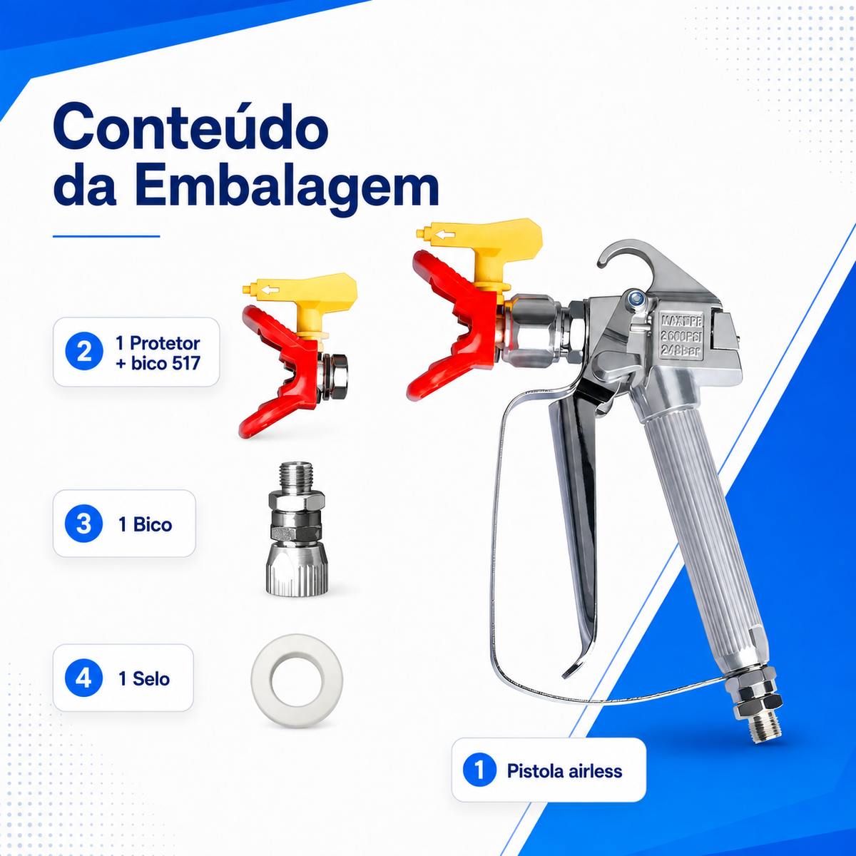 Pistola De Pintura Sem Ar De Alta Pressão De 3600 Psi