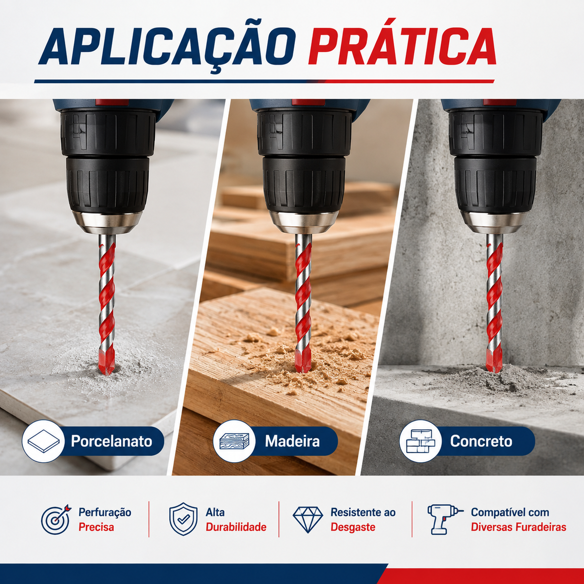 Ki 5 Broca Fura Tudo Multimaterial Diamantada 6mm Á 12mm Aço