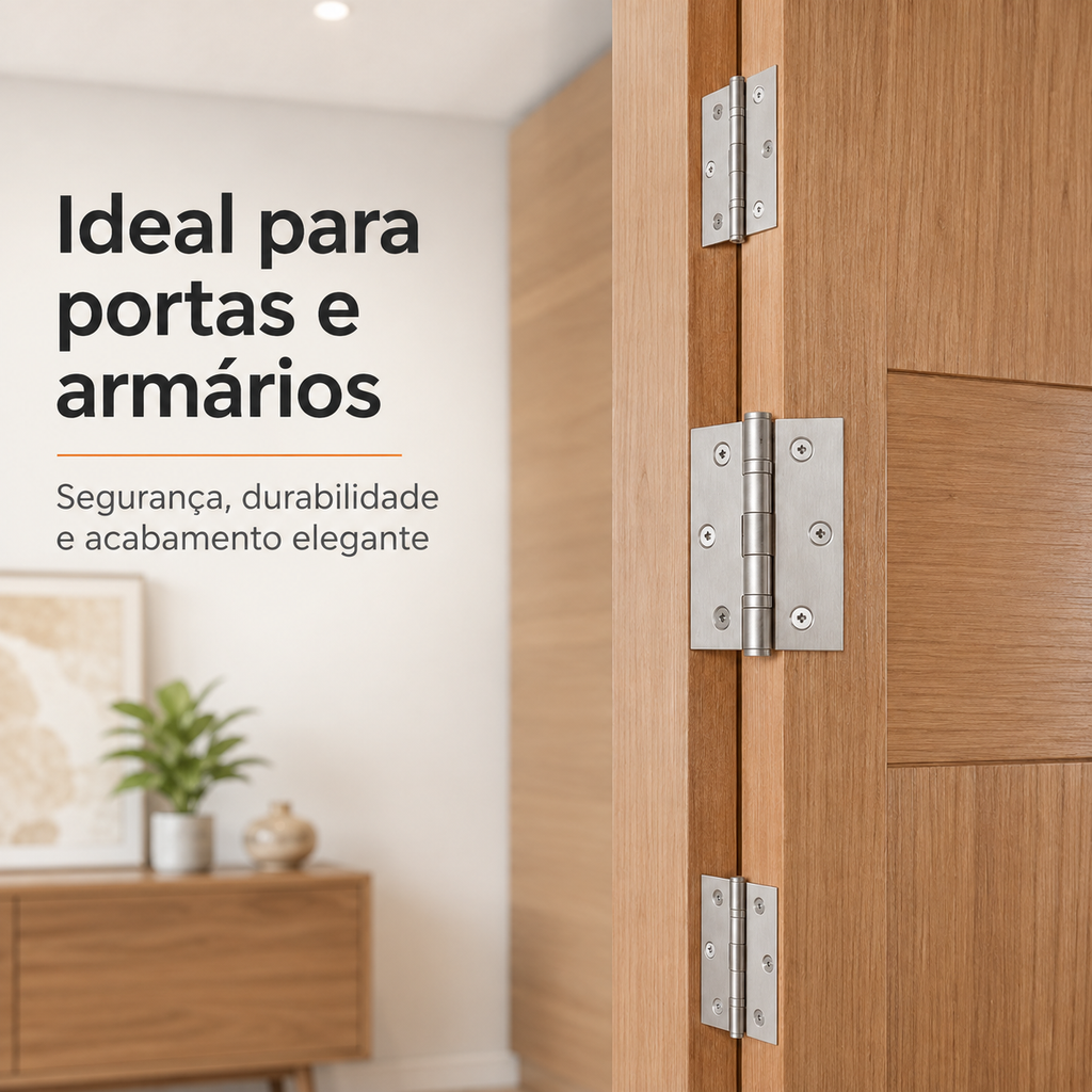 Kit 10 Dobradiças Reforçadas Aço Inoxidavél Para Porta
