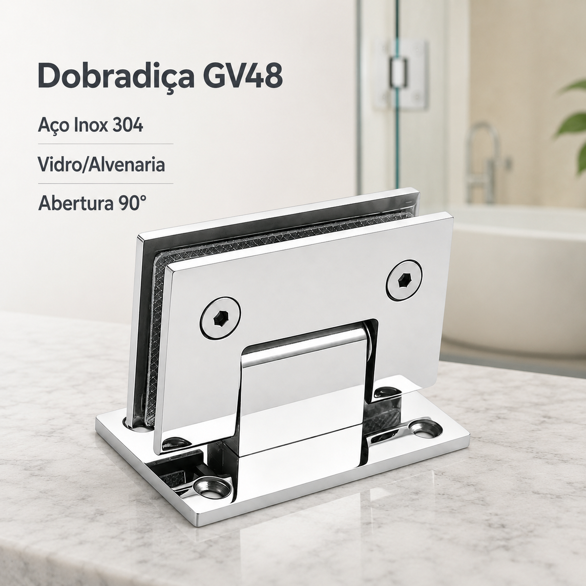 Dobradiça Inox Gv48 Vidro/alv Porta Box De Vidro Prata