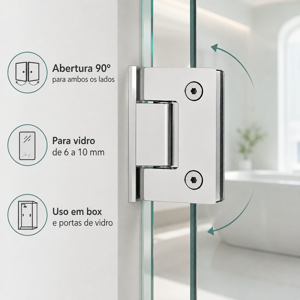 Dobradiça Inox Gv48 Vidro/alv Porta Box De Vidro Prata