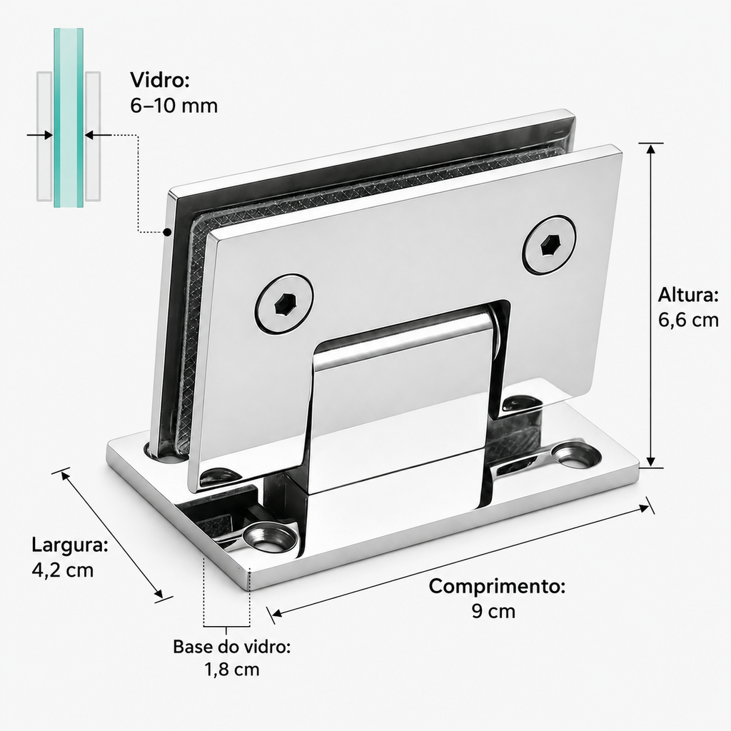 Dobradiça Inox Gv48 Vidro/alv Porta Box De Vidro Prata