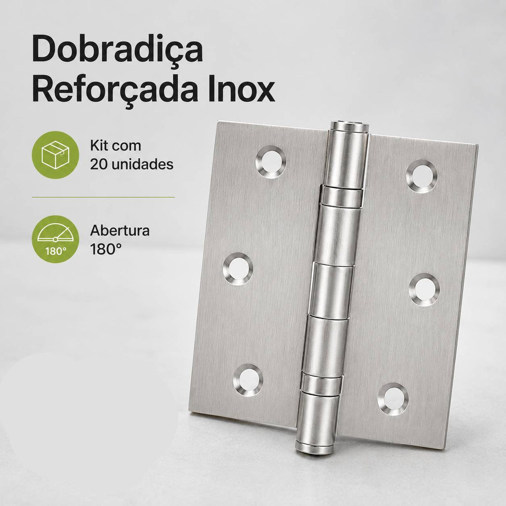 Kit 10 Dobradiças Reforçadas Aço Inoxidavél Para Porta