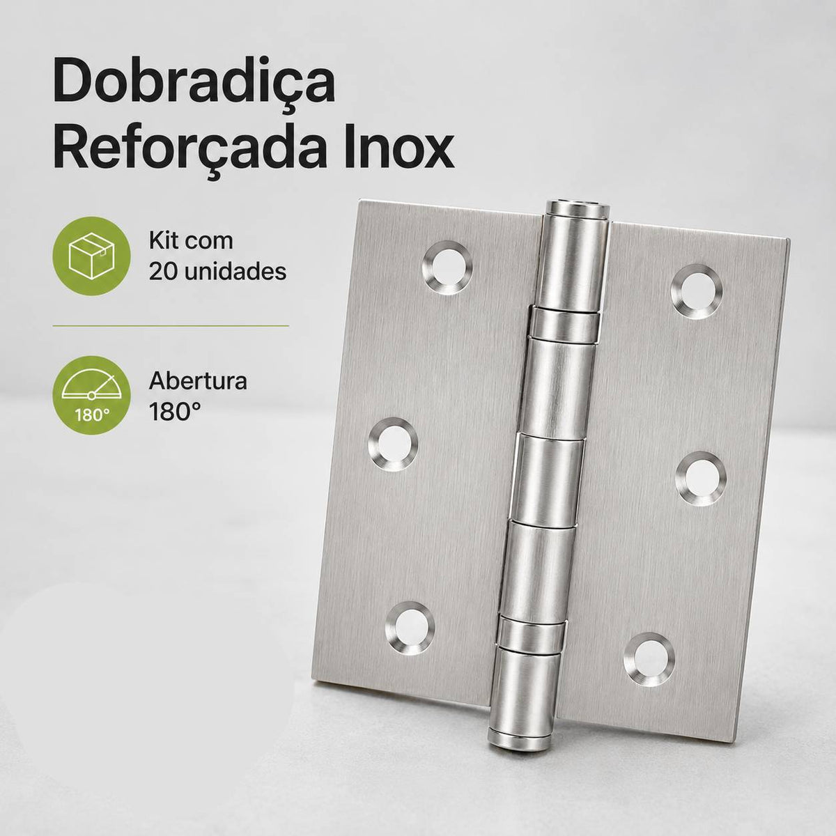 Kit 10 Dobradiças Reforçadas Aço Inoxidavél Para Porta