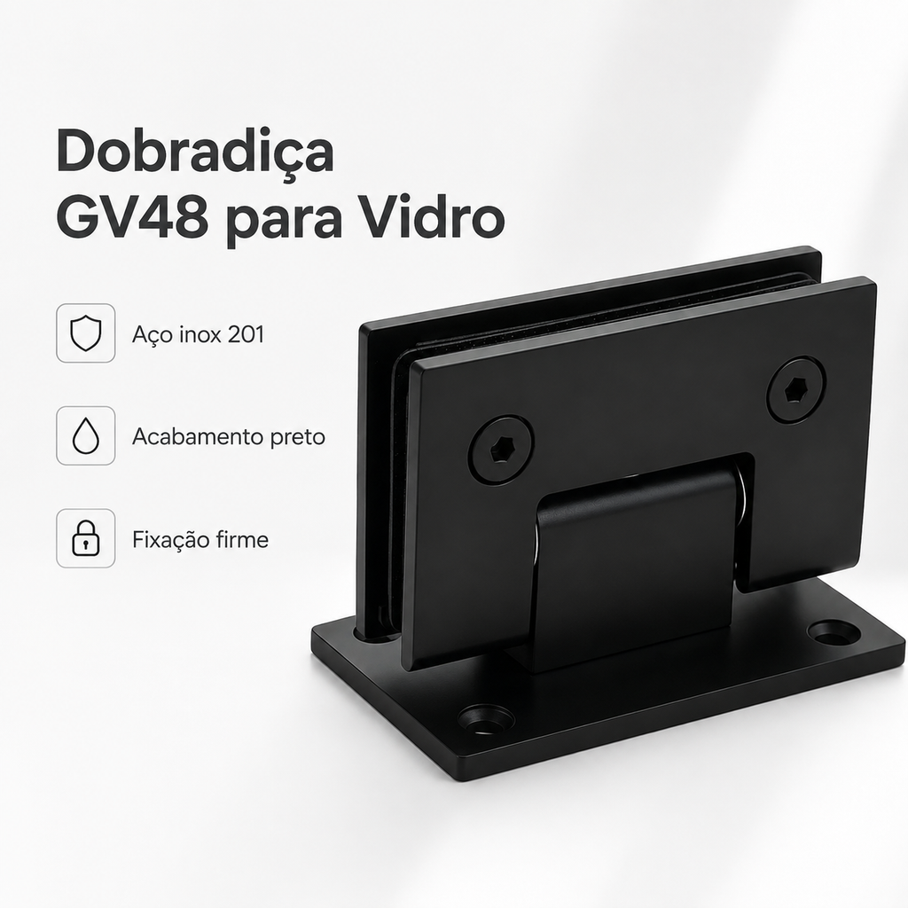Dobradiça Inox Gv48 Vidro/alv Porta Box De Vidro Preto