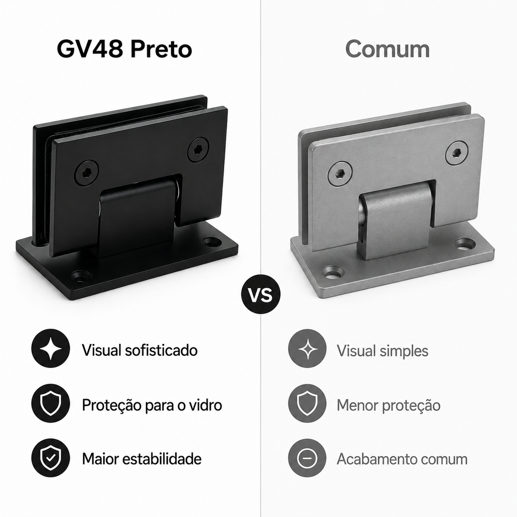 Dobradiça Inox Gv48 Vidro/alv Porta Box De Vidro Preto
