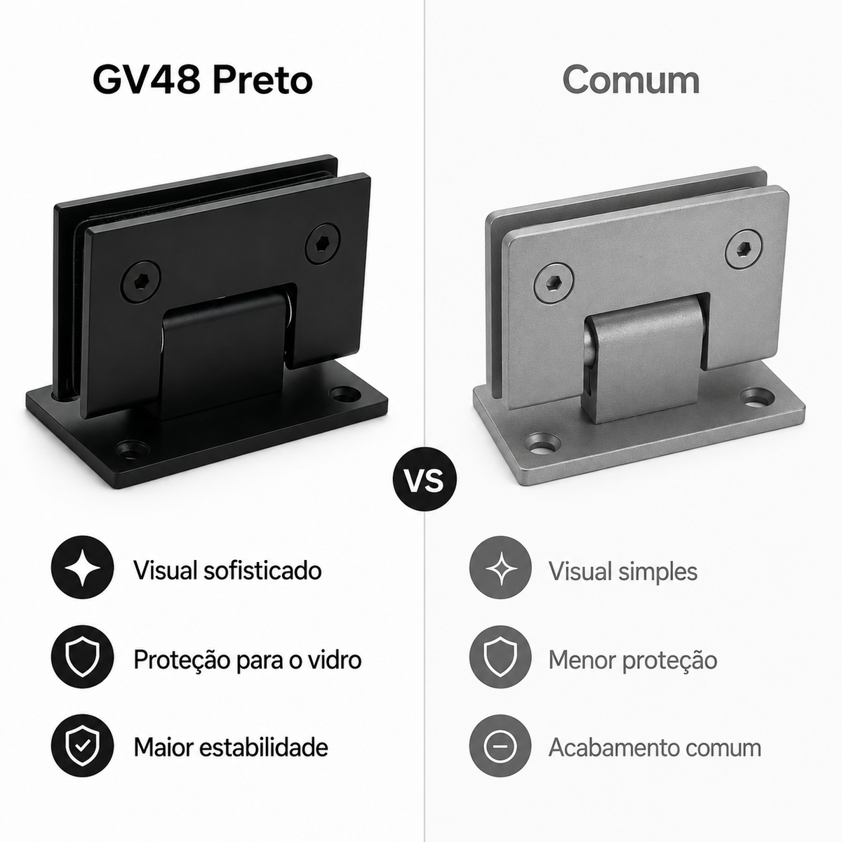 Dobradiça Inox Gv48 Vidro/alv Porta Box De Vidro Preto