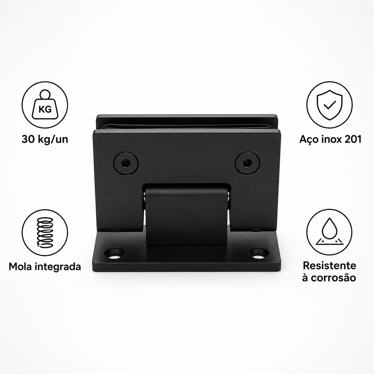 Dobradiça Inox Gv48 Vidro/alv Porta Box De Vidro Preto