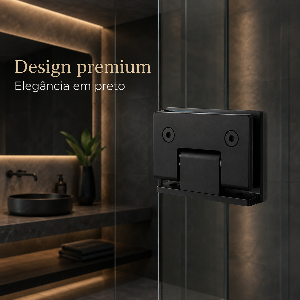 Dobradiça Inox Gv48 Vidro/alv Porta Box De Vidro Preto
