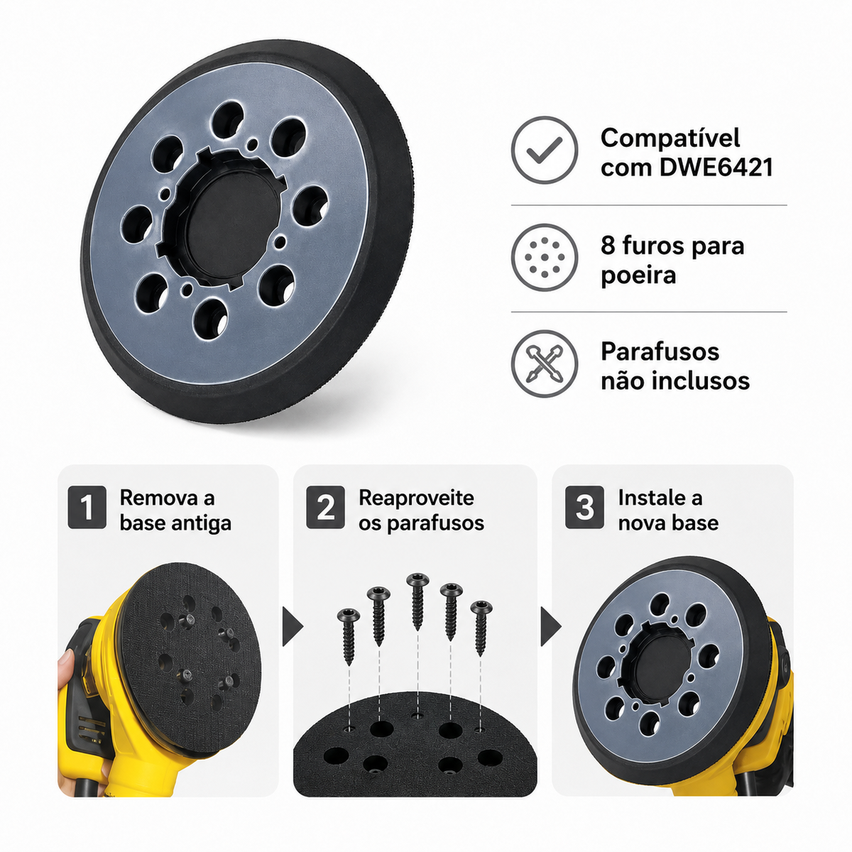 Base Disco Almofada Lixad Roto Orbital 5 Pol P/dewalt Dw6421