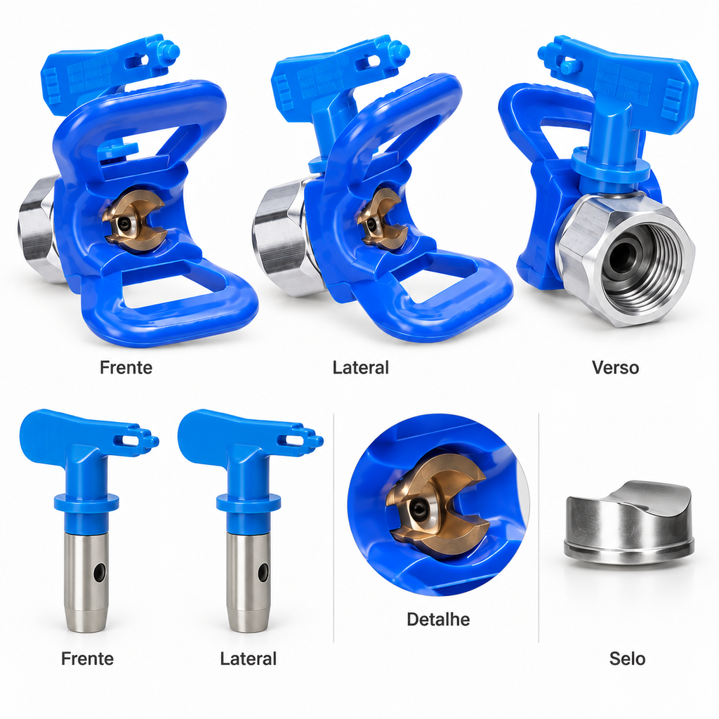 Kit 6 Bicos Airless Para Pistolas De Pintura E 2 Porta Bico
