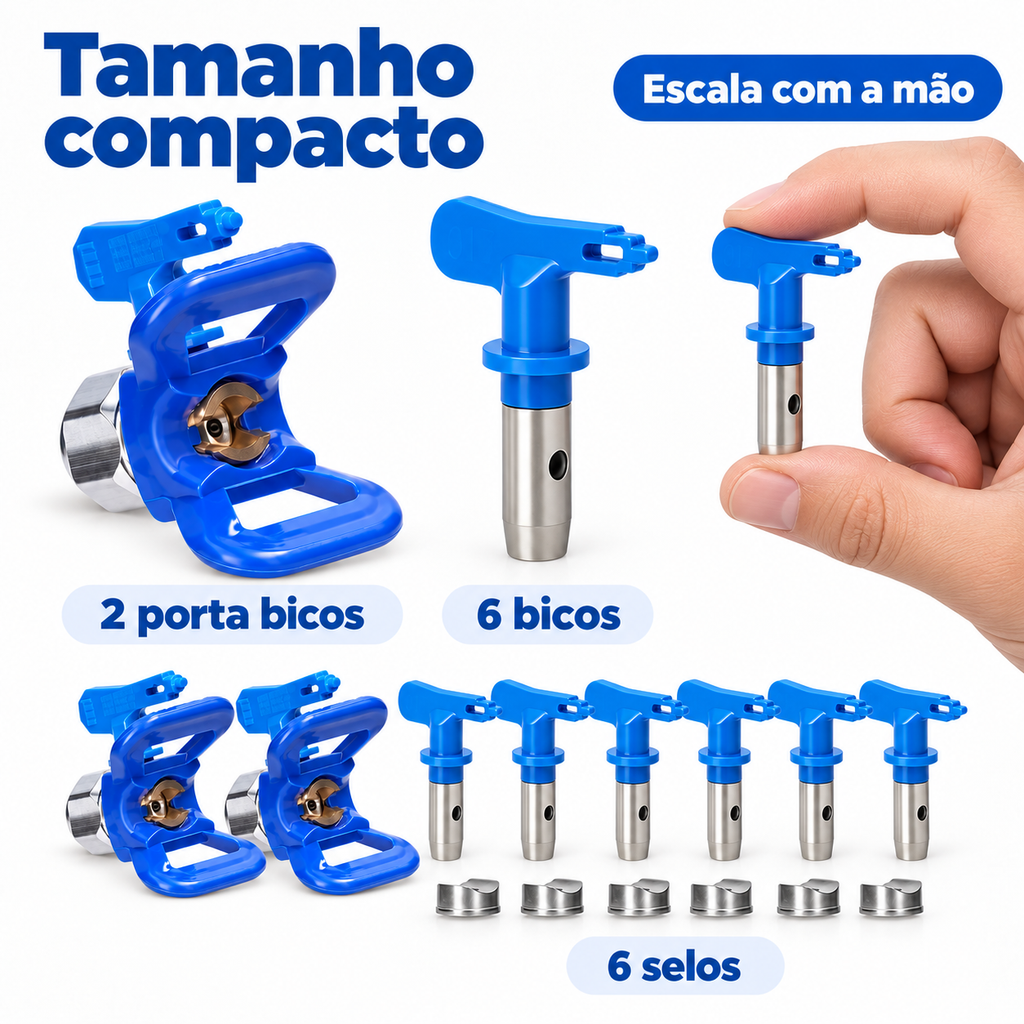 Kit 6 Bicos Airless Para Pistolas De Pintura E 2 Porta Bico