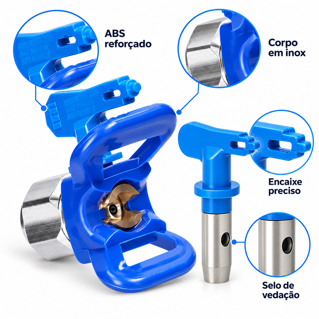 Kit 6 Bicos Airless Para Pistolas De Pintura E 2 Porta Bico