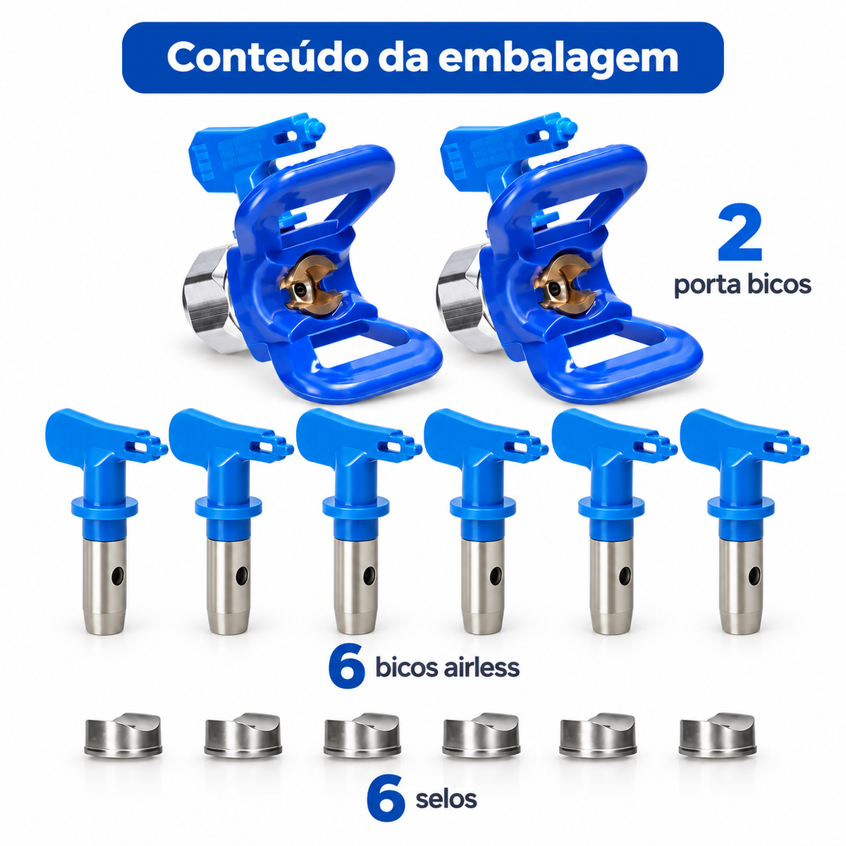 Kit 6 Bicos Airless Para Pistolas De Pintura E 2 Porta Bico