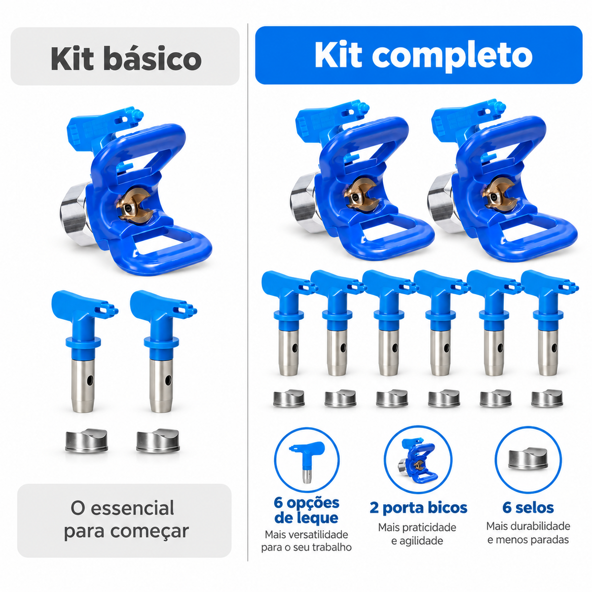 Kit 6 Bicos Airless Para Pistolas De Pintura E 2 Porta Bico