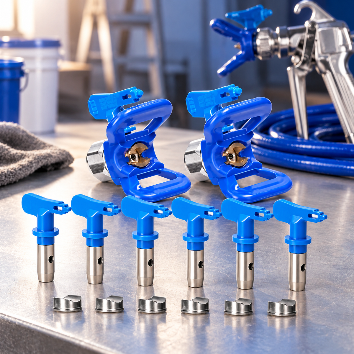 Kit 6 Bicos Airless Para Pistolas De Pintura E 2 Porta Bico