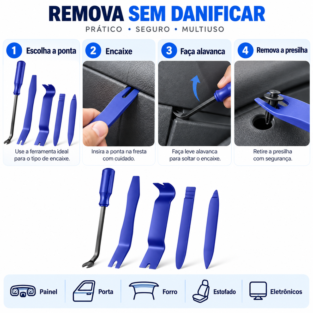 Espátulas Automotivas Saca Presilha Desmontar Carro Painel