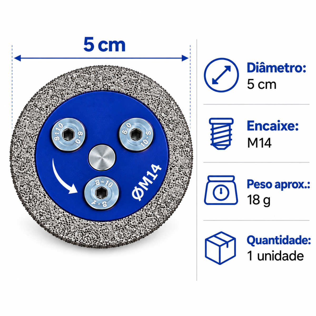 Lâmina De Diamante Para Corte E Desbaste Resistente 1 Un