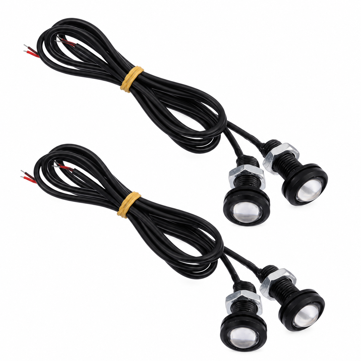 4 Pçs Led Branco Olho De Aguia 18mm + 1 Central Strobo 12v