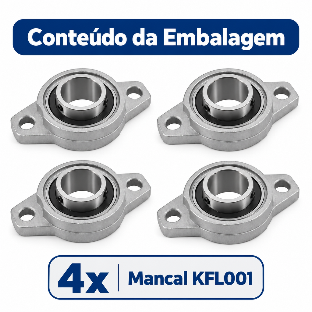 Kfl001 Kit 4 Mancal C Rolamento P Eixo Linear Fusos 12mm