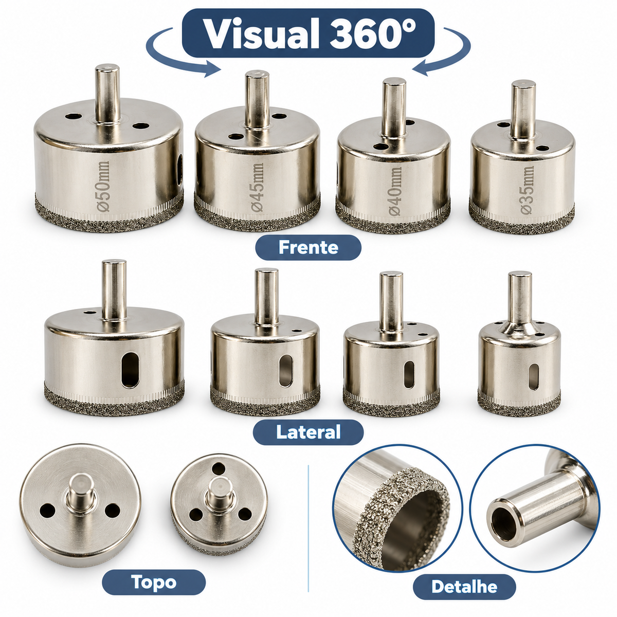 Ogo 16 Brocas Diamantadas Serra Copo Vidro Granito Ceramica