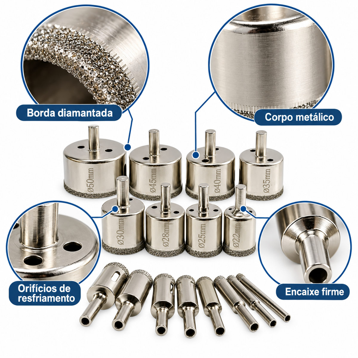 Ogo 16 Brocas Diamantadas Serra Copo Vidro Granito Ceramica