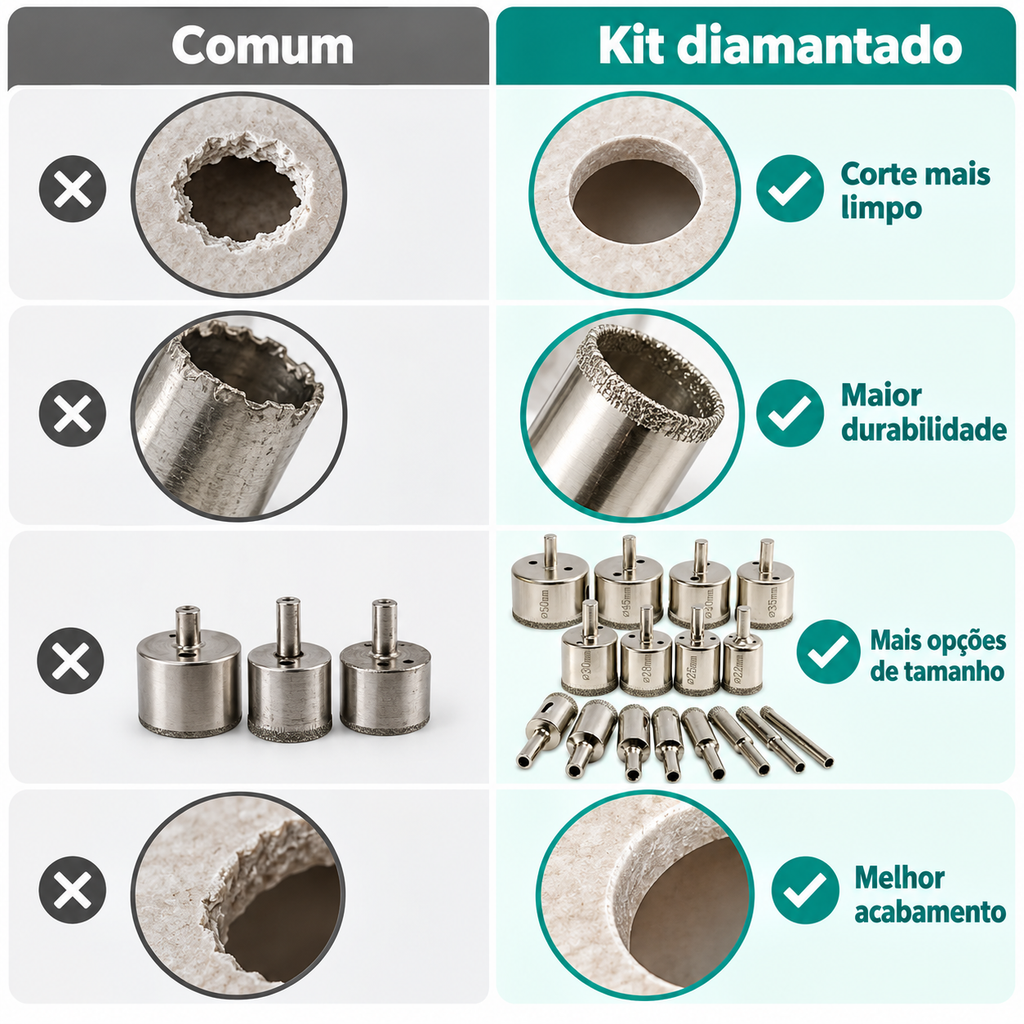 Ogo 16 Brocas Diamantadas Serra Copo Vidro Granito Ceramica