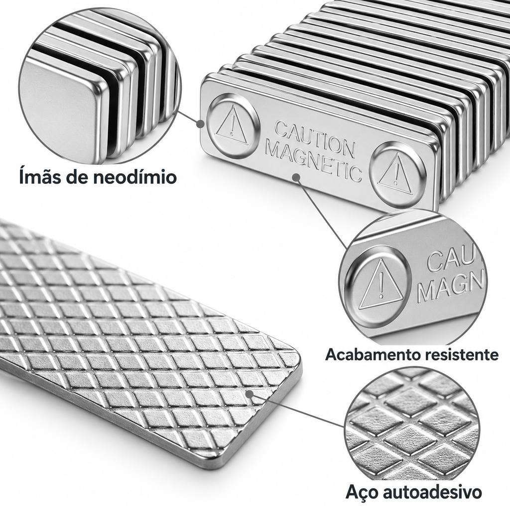 Conjunto Para Crachá Magnético Retangular 10 Unidades Cinza