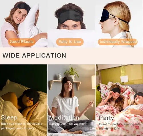 Kit Com 10 Máscaras Para Dormir Tapa Olhos Atacado Cor Preto