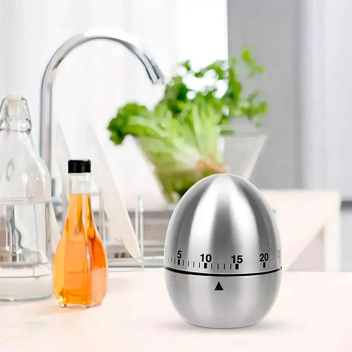 Timer Temporizador Contador Cozinha Formato Ovo Prata