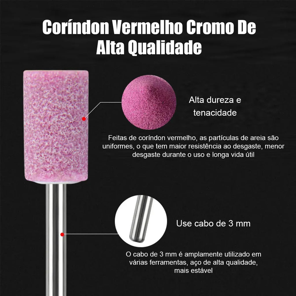 100 Pçs Ponta Montada Rebolo Abrasivo 3mm Rosa Para Retífica
