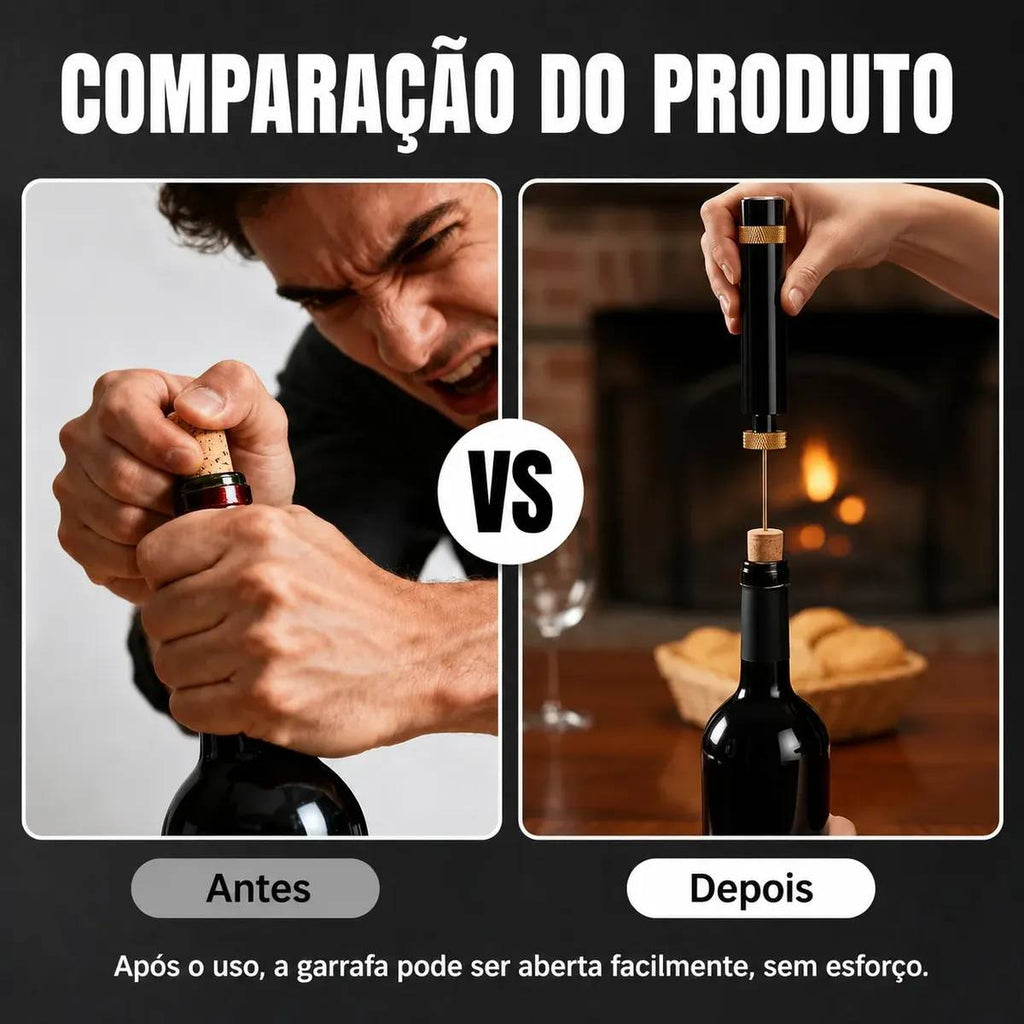 Saca Rolha Abridor Vinho Pneumático Bomba Ar Pressão Agulha