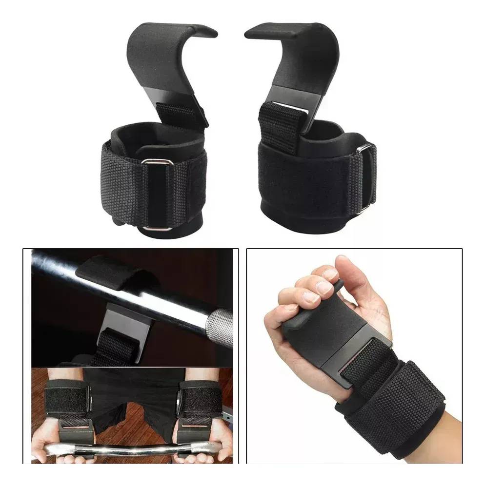 Strap Luva Gancho Treino Musculação Academia Crossfit Preto