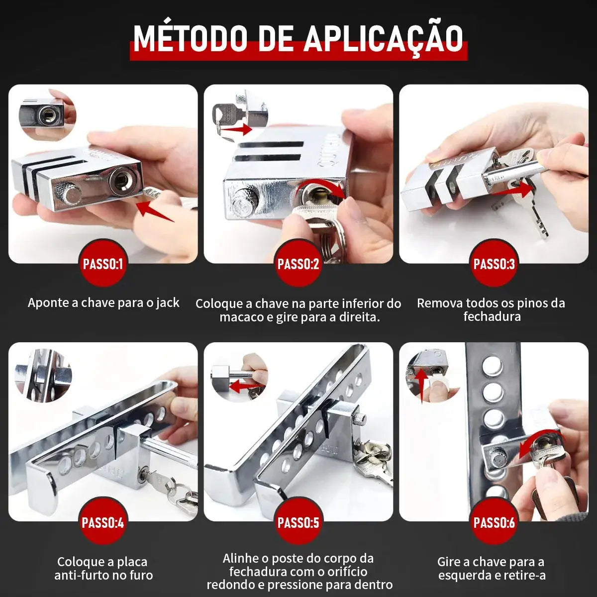 Trava Anti Furto Segurança Freio Embreagem Veículo Aço Pedal