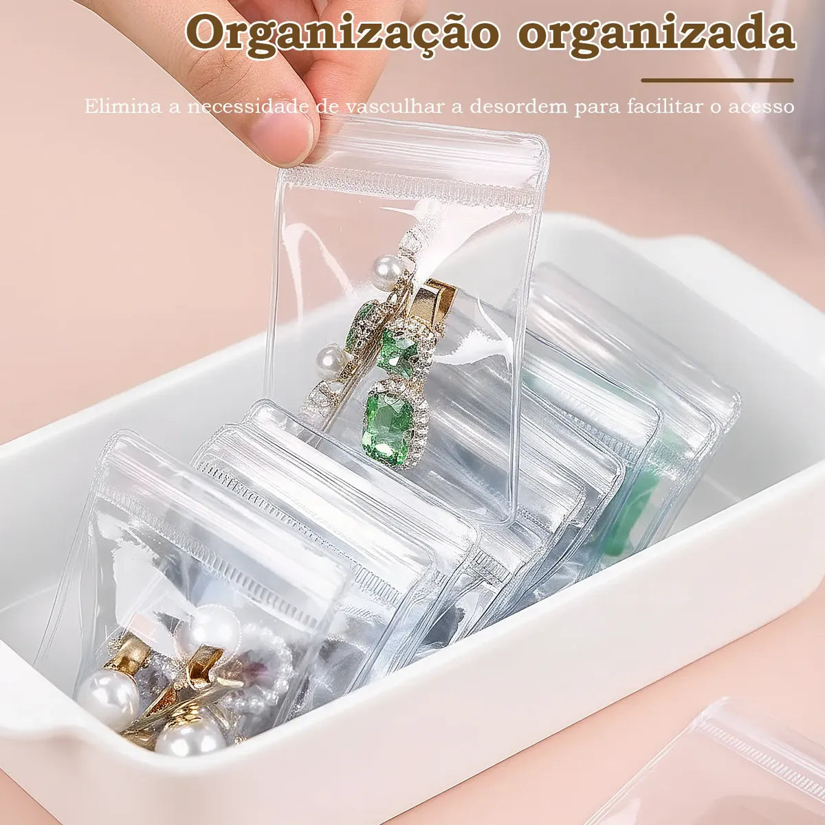 Saco Ziplock Para Jóias Em Pvc Transparente 11x11cm 100unid