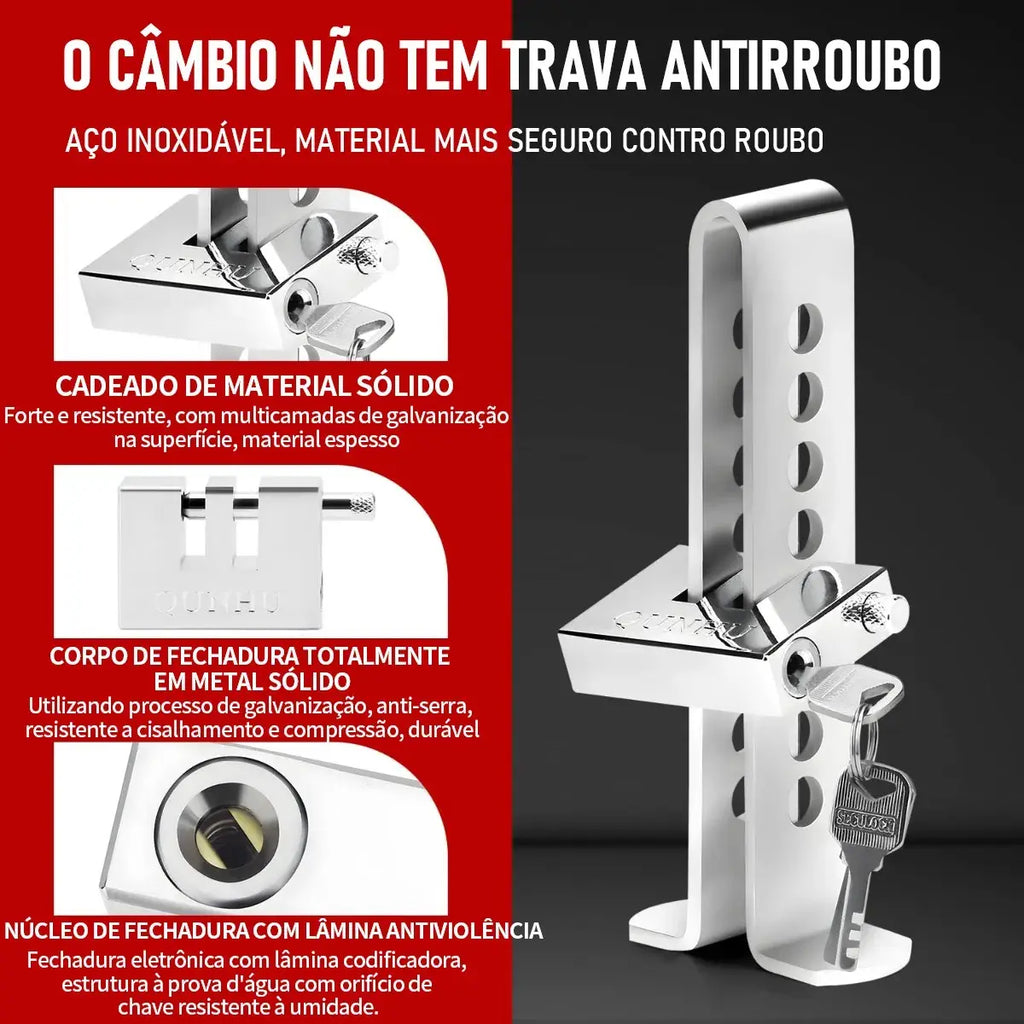 Trava Anti Furto Segurança Freio Embreagem Veículo Aço Pedal