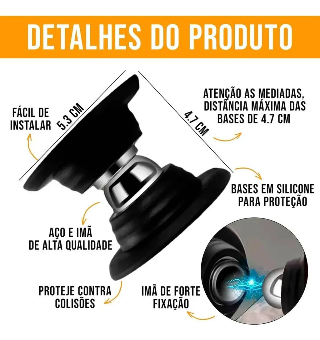Kit 5 Prendedor Porta Magnético Imã Batedor Fixador Adesivo