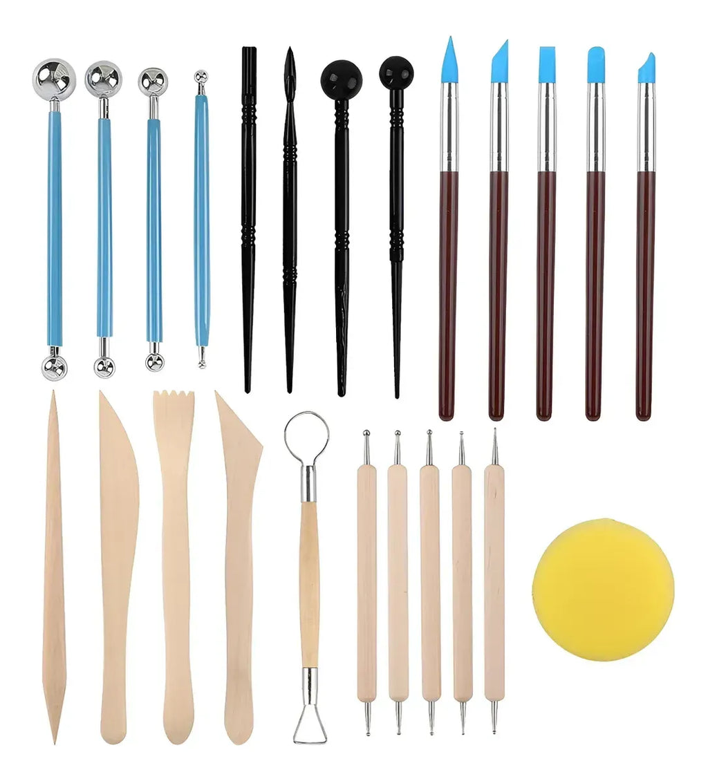 24 Kit De Ferramentas De Esculpir Artesanato De Ceramica