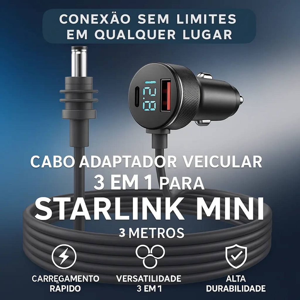 Cabo De Carregamento Veicular 3 Em 1 3m À Prova D'água 12/24v