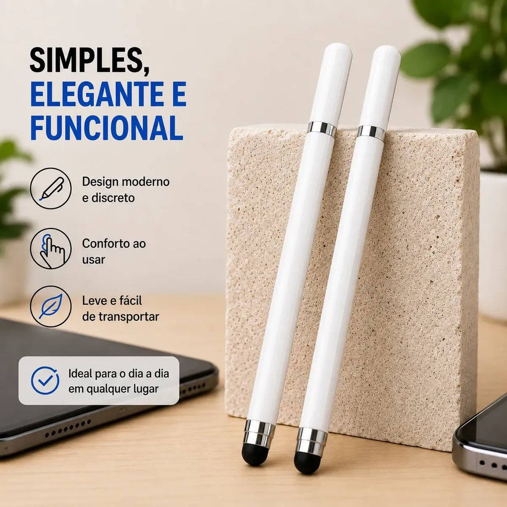 Kit 2 Caneta Touch Screen Stylus 2 Em 1 Ponta Fina Tablet