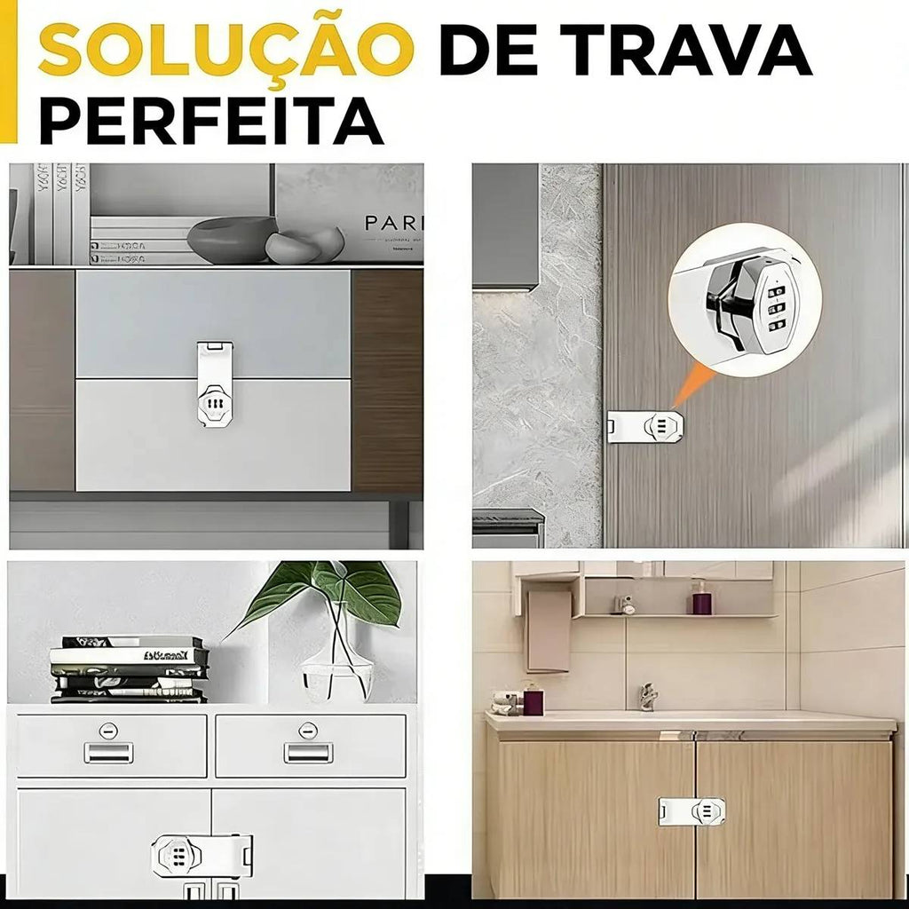 Trava De Gaveta Para Roupas Com Senha Cor Prata