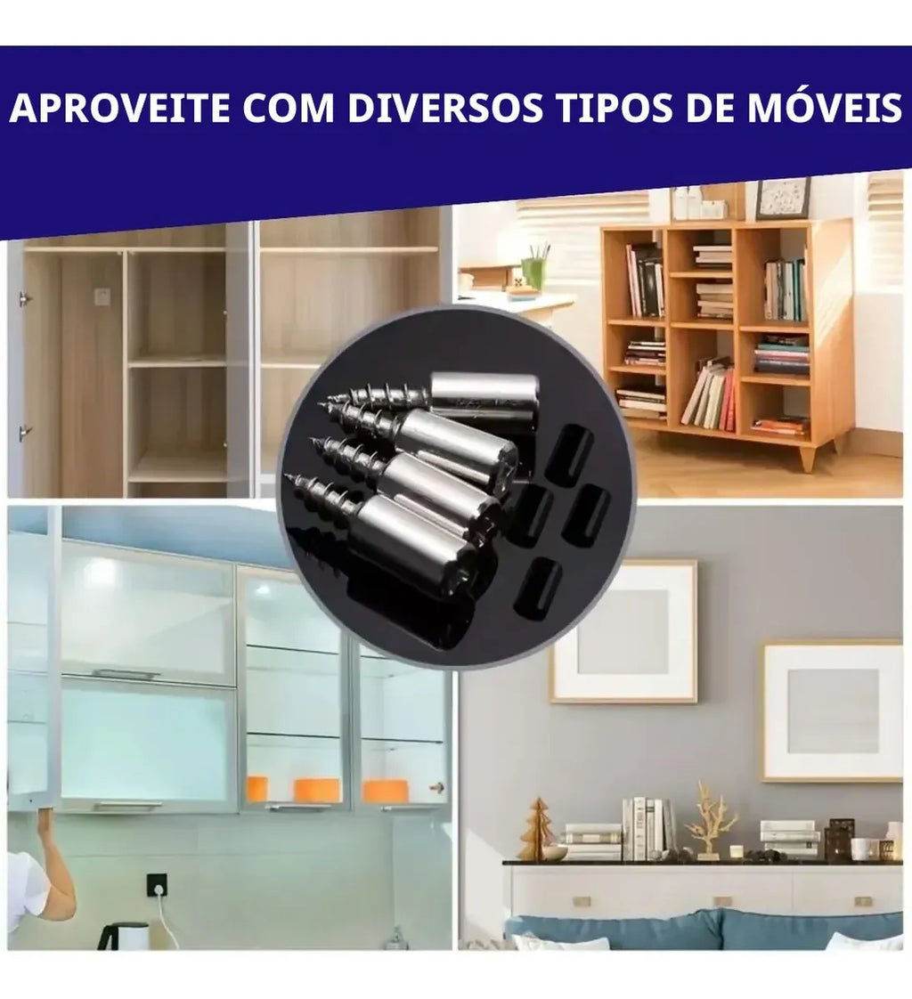 Kit 60un Parafusos Para Móveis Prateleiras Suporte Com Capa