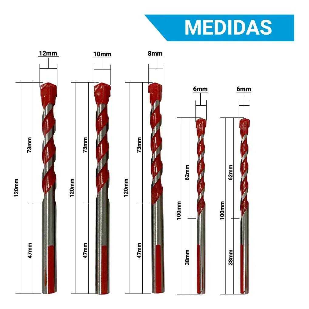 Ki 5 Broca Fura Tudo Multimaterial Diamantada 6mm Á 12mm Aço